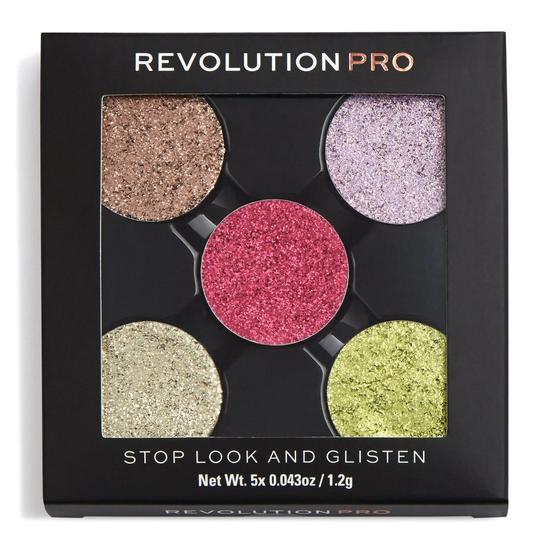 Revolution Pro Pressed Glitter Eyeshadow Pack Stop Look & Glisten