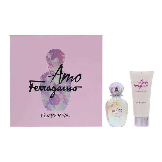 Salvatore Ferragamo Amo Flowerful Gift Set: Eau De Toilette 50ml Body Lotion 100ml 2 Piece