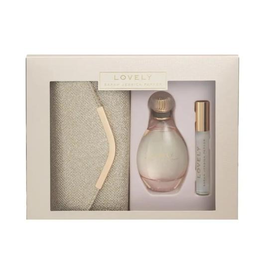 Sarah Jessica Parker Lovely Eau De Parfum Gift Set 100ml + Rollerball 10ml + Gold Clutch Bag