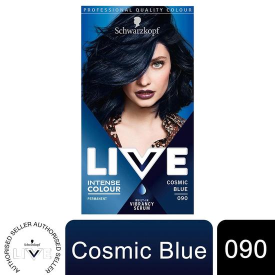 Schwarzkopf Live Intense Colour Permanent Hair Dye, 090 Cosmic Blue With Serum