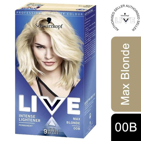 Schwarzkopf Live Intense Lightner Permanent Hair Dye, 00b Max Blonde