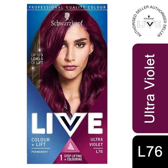 Schwarzkopf Live Permanent Hair Colour Lift Hair Dye, L76 Ultra Violet