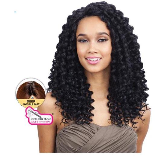 Shake N Go Freetress Equal Lace Front Deep Invisible Part Synthetic Plush Curl Wig BLUESILVER