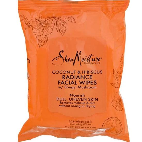 Shea Moisture Coconut & Hibiscus Radiance Facial Wipes 30 Cleansing Wipes