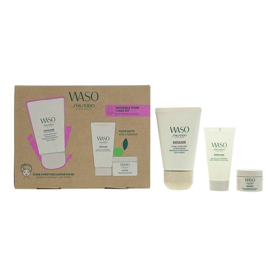 Shiseido Waso Invisible Pore Care Gift Set Moisturiser, Cleanser, Scrub Mask 80ml