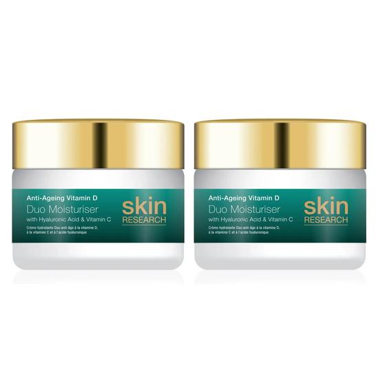 Skin Research Anti-Ageing Vitamin D With Hyaluronic Acid & Vitamin C Duo Moisturiser Twin Value Savings Pack 50ml