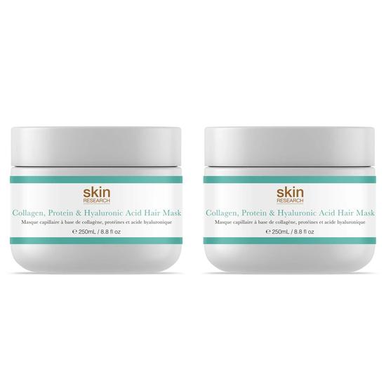 Skin Research Collagen, Protein & Hyaluronic Acid Hair Mask Twin Value Savings Pack 250ml