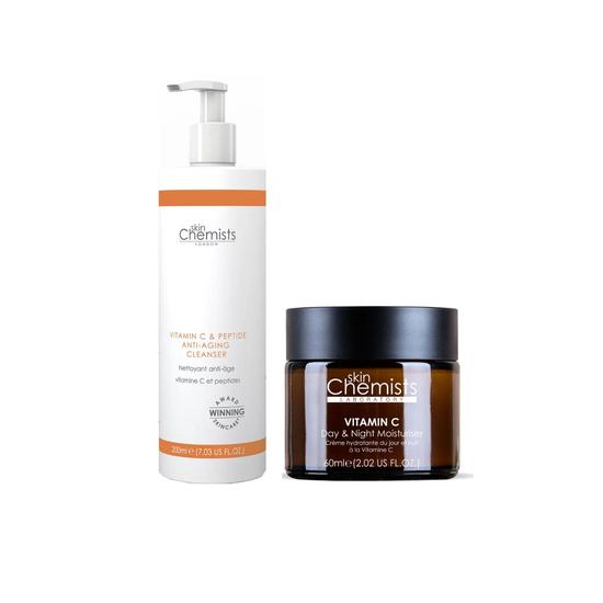 skinChemists Anti-Ageing Vitamin C Cleanser & Day Moisturiser Routine