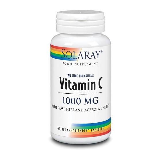 Solaray Vitamin C Two Stage Time Release 1000mg Capsules 60 Capsules