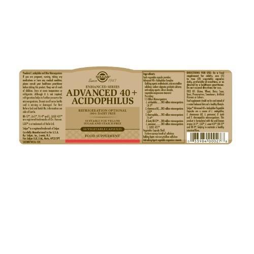 Solgar Advanced 40+ Acidophilus Vegicaps 60 Vegicaps