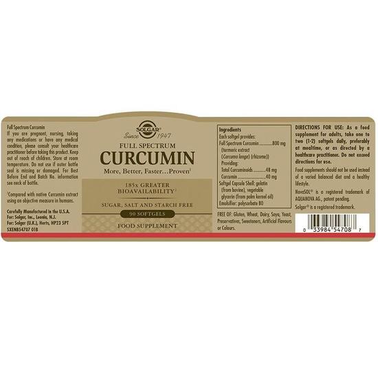 Solgar Full Spectrum Curcumin Licaps 90 Licaps