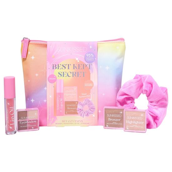 Sunkissed Best Kept Secret Gift Set Lip Oil + Eyeshadow + Highlighter + Hair Scrunchie + Bronzer