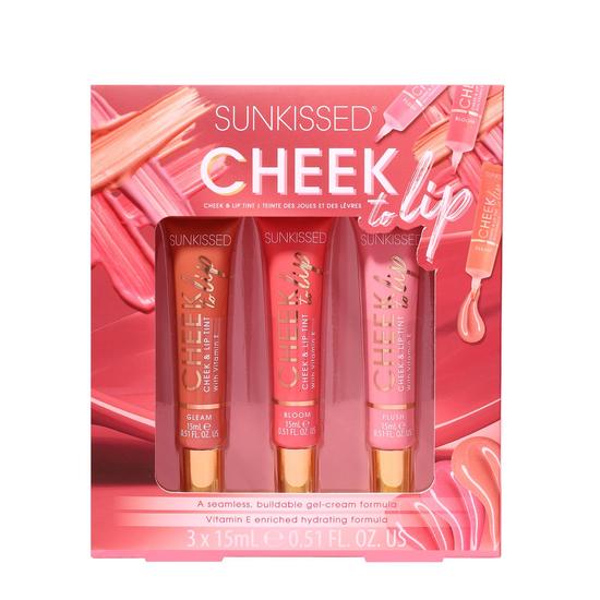 Sunkissed Cheek To Lip Gift Set 15ml Cheek & Lip Tint Gleam + 15ml Cheek & Lip Tint Bloom + 15ml Cheek & Lip Flush