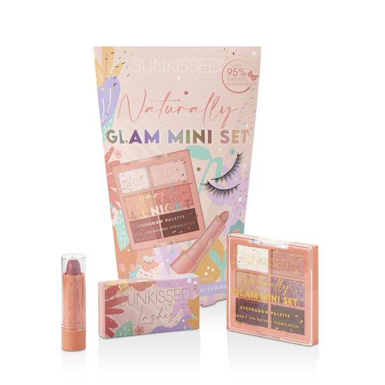 Sunkissed Naturally Glam Mini Gift Set 8.4g Eyeshadow Pallet + 3.3g Lipstick + False Eyelashes + 1g Lash Glue 1 Pair