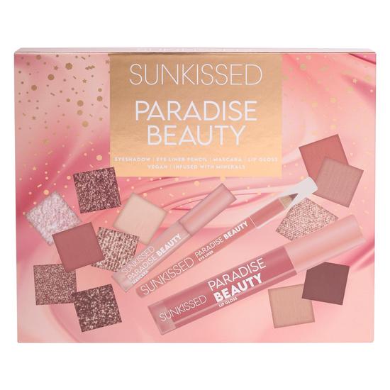 Sunkissed Paradise Beauty Booklet Gift Set Eyeshadow + Mascara + Eyeliner Pencil + Lip Gloss