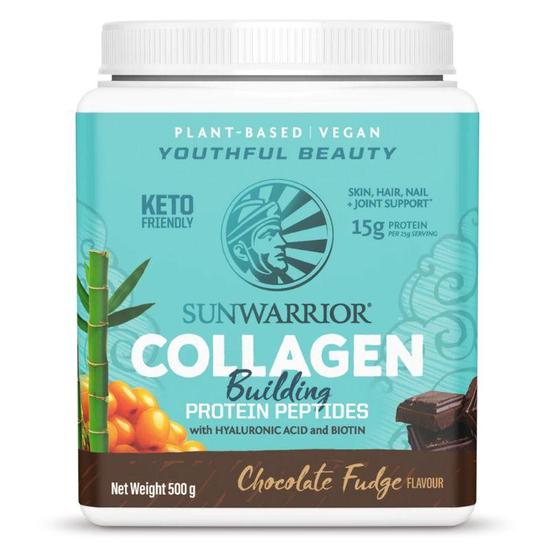 SunWarrior Collagen Building Protein Peptides Chocolate Fudge 500g