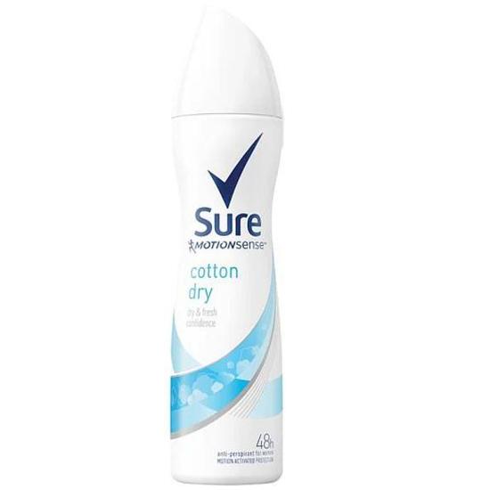 Sure Motionsense Women Cotton Dry 48h Anti Perspirant Deodorant Spray 250ml