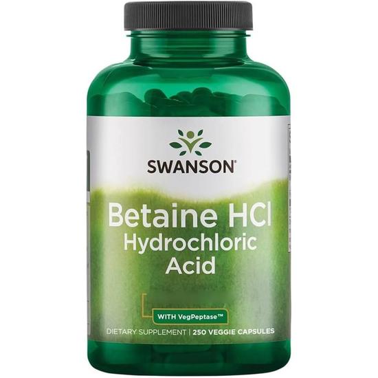 Swanson Betaine HCl Hydrochloric Acid Capsules 250 Capsules