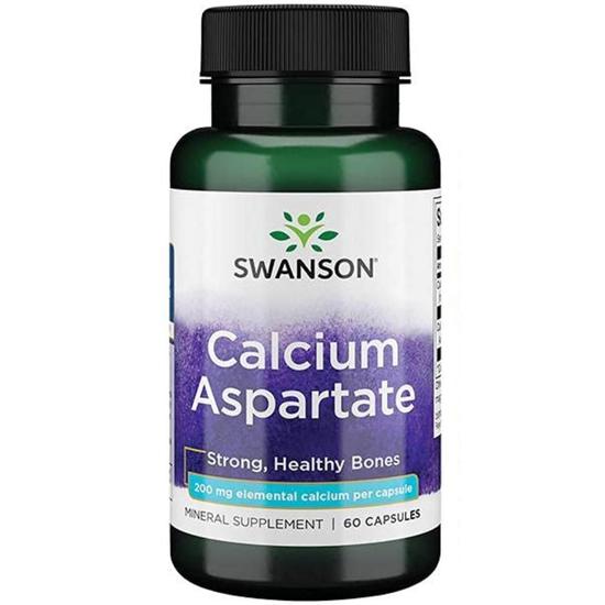 Swanson Calcium Aspartate 200mg Elemental Calcium Capsules 60 Capsules