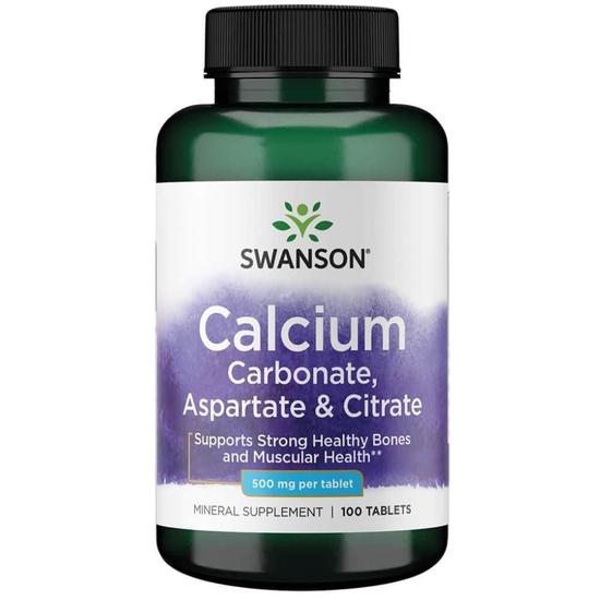 Swanson Calcium Carbonate Aspartate & Citrate 500mg Tablets 100 Tablets