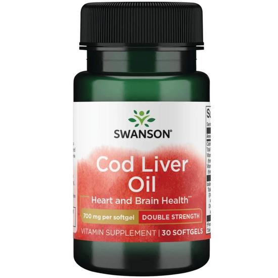 Swanson Cod Liver Oil 700mg Double-Strength Softgels 30 Softgels