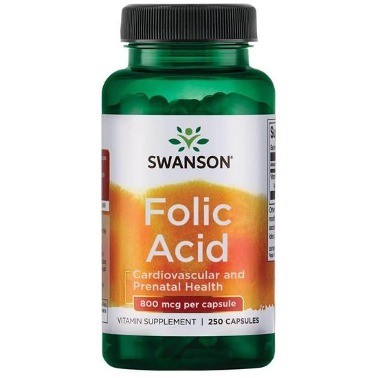 Swanson Folic Acid 800mcg Capsules 250 Capsules