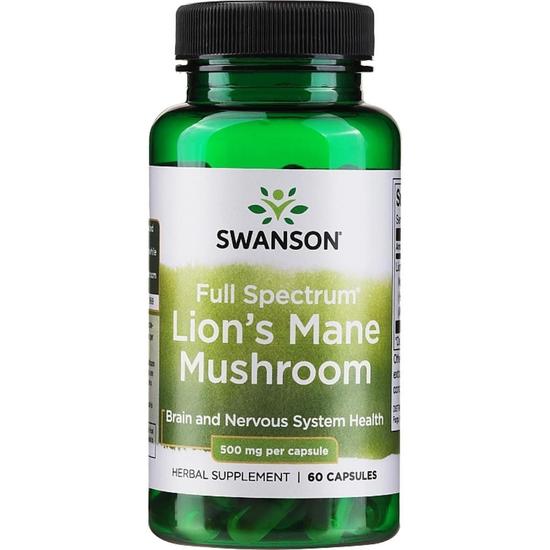 Swanson Full Spectrum Lion's Mane Mushroom 500mg Capsules 60 Capsules