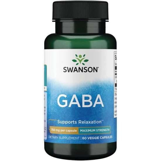 Swanson GABA 750mg Maximum Strength Capsules 60 Capsules