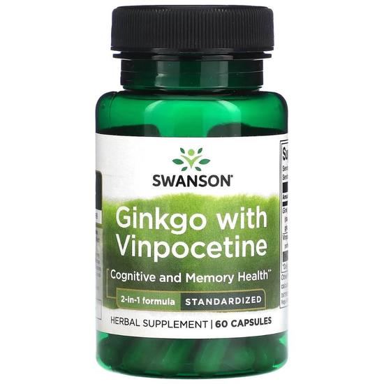 Swanson Ginkgo With Vinpocetine Standardised Capsules 60 Capsules