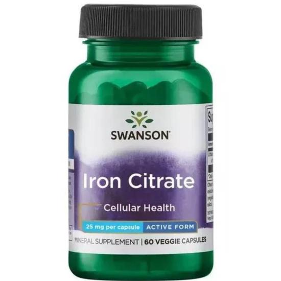 Swanson Iron Citrate 25mg Capsules 60 Capsules