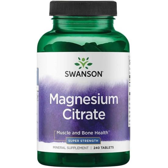 Swanson Magnesium Citrate 225mg Super-Strength Tablets 240 Tablets