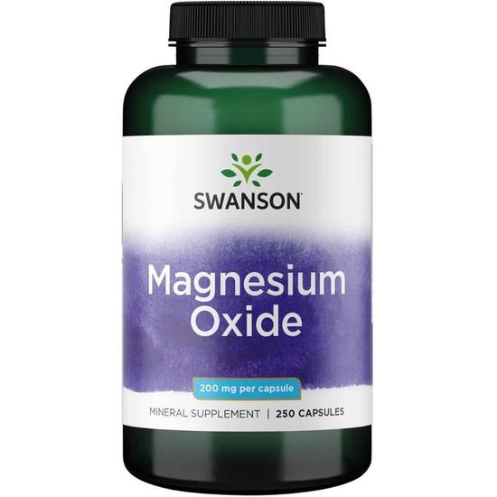 Swanson Magnesium Oxide 200mg Capsules 250 Capsules