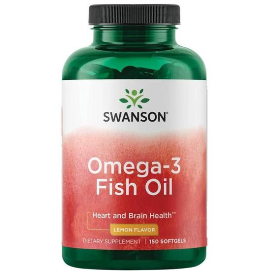 Swanson Omega-3 Fish Oil Lemon Softgels 150 Softgels