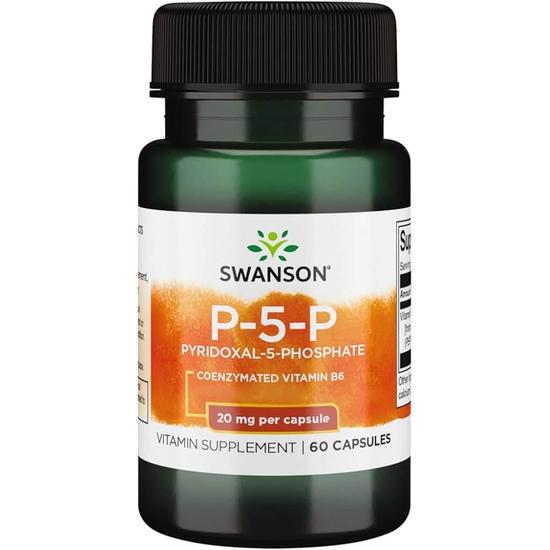 Swanson P-5-P Pyridoxal-5-Phosphate Coenzymated Vitamin B6 20mg Capsules 60 Capsules