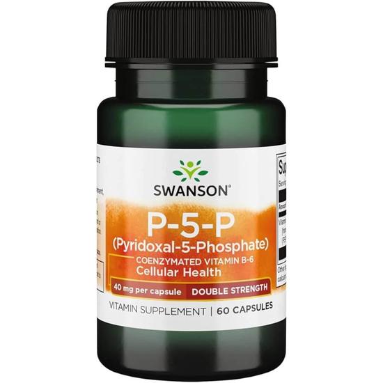 Swanson P-5-P Pyridoxal-5-Phosphate Coenzymated Vitamin B6 40mg Capsules 60 Capsules