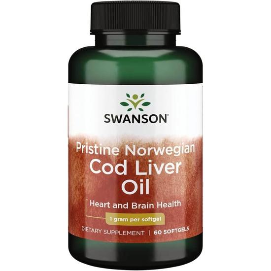 Swanson Pristine Norwegian Cod Liver Oil 1000mg Softgels 60 Softgels