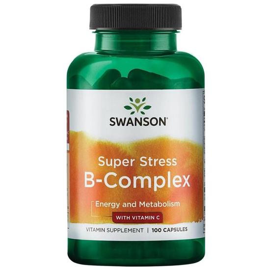 Swanson Super Stress B-Complex With Vitamin C Capsules 100 Capsules