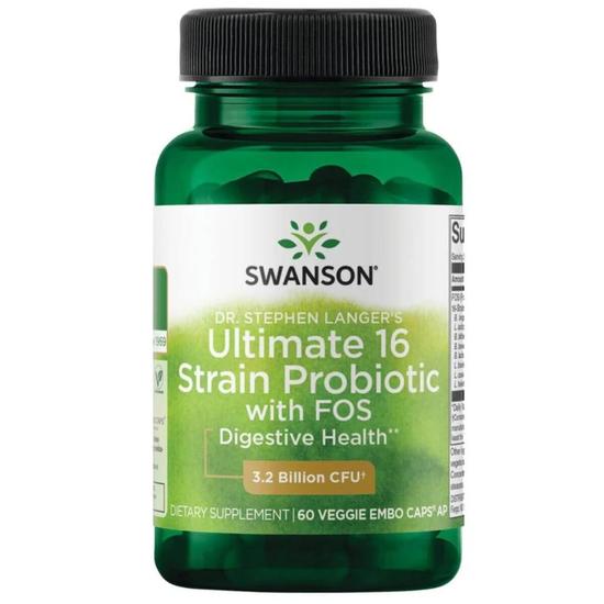 Swanson Ultimate 16 Strain Probiotic With FOS 3.2bn CFU Capsules 60 Capsules