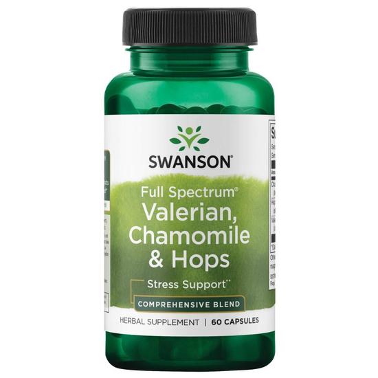 Swanson Valerian Chamomile & Hops Capsules 60 Capsules