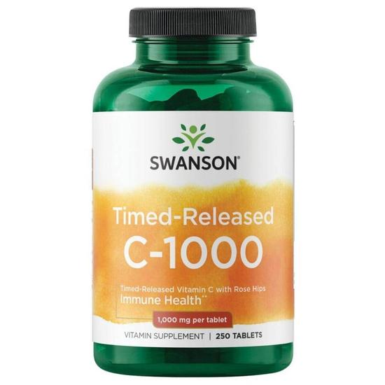 Swanson Vitamin C With Rose Hips Extract Timed-Release 1000mg Tablets 250 Tablets