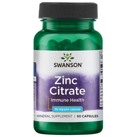 Swanson Zinc Citrate 30mg Capsules 60 Capsules