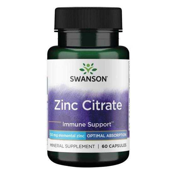 Swanson Zinc Citrate 50mg Capsules 60 Capsules