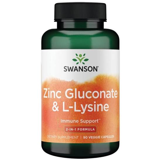 Swanson Zinc Gluconate & L-Lysine Capsules 90 Capsules