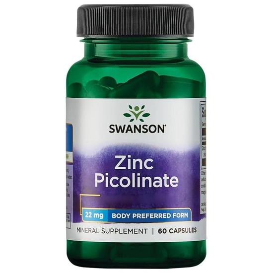 Swanson Zinc Picolinate 22mg Capsules 60 Capsules