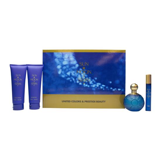 United Colors & Prestige Beauty Sun Moon Stars Gift Set 100ml Eau De Toilette + 10ml Eau De Toilette + 100ml Body Lotion + 100ml Shower Gel