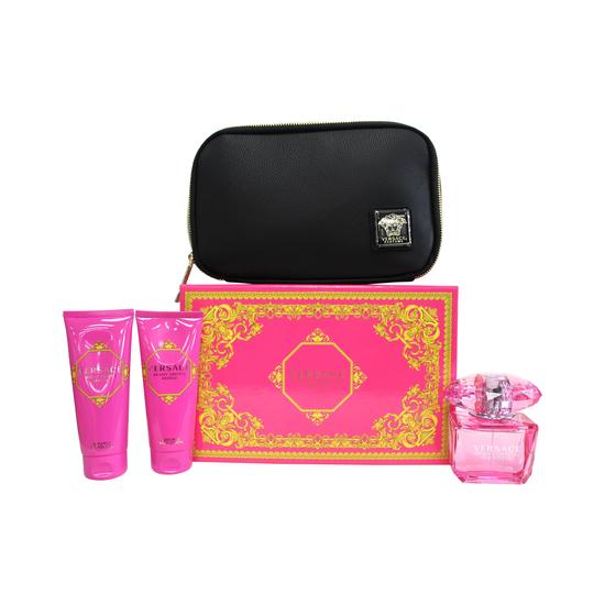 Versace Bright Crystal Absolu Gift Set 90ml Eau De Parfum + 100ml Body Lotion + 100ml Shower Gel + Pouch