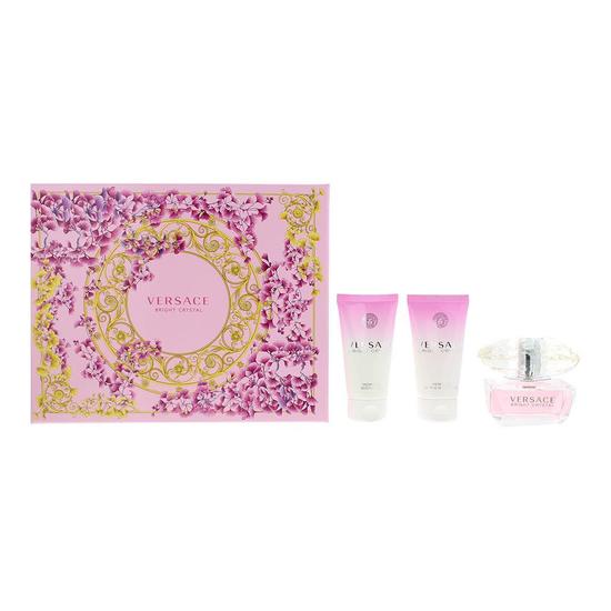 Versace Bright Crystal Eau De Toilette Gift Set 50ml Eau De Toilette, 50ml Shower Gel, 50ml Body Lotion