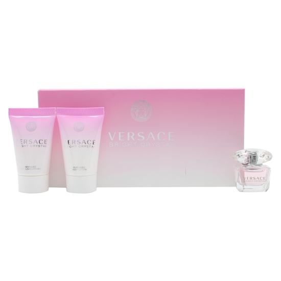 Versace Bright Crystal Gift Set 90ml Eau De Toilette + 100ml Body Lotion + 100ml Shower Gel + Bag