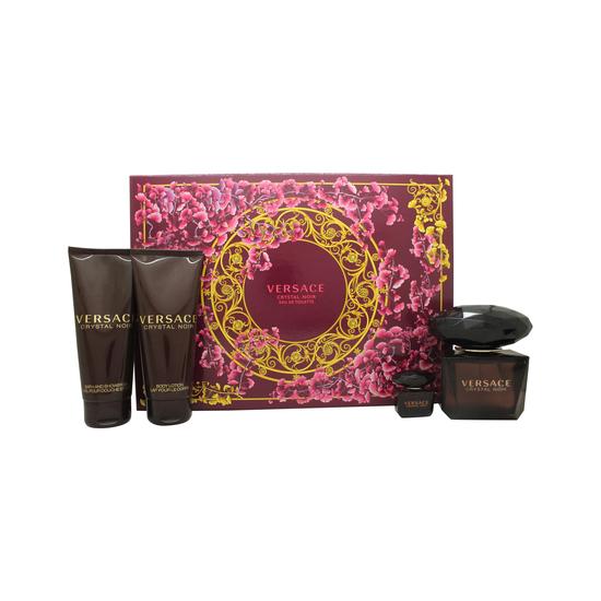 Versace Crystal Noir Gift Set 90ml Eau De Toilette + 100ml Body Lotion + 100ml Shower Gel + 5ml Eau De Toilette