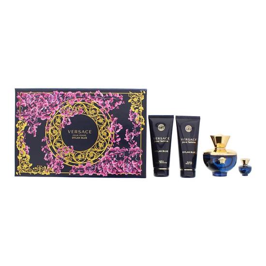 Versace Dylan Blue Pour Femme Gift Set: Eau De Parfum 100ml Shower Gel 100ml Body Lotion 100ml Eau De Parfum 5ml 4 Piece